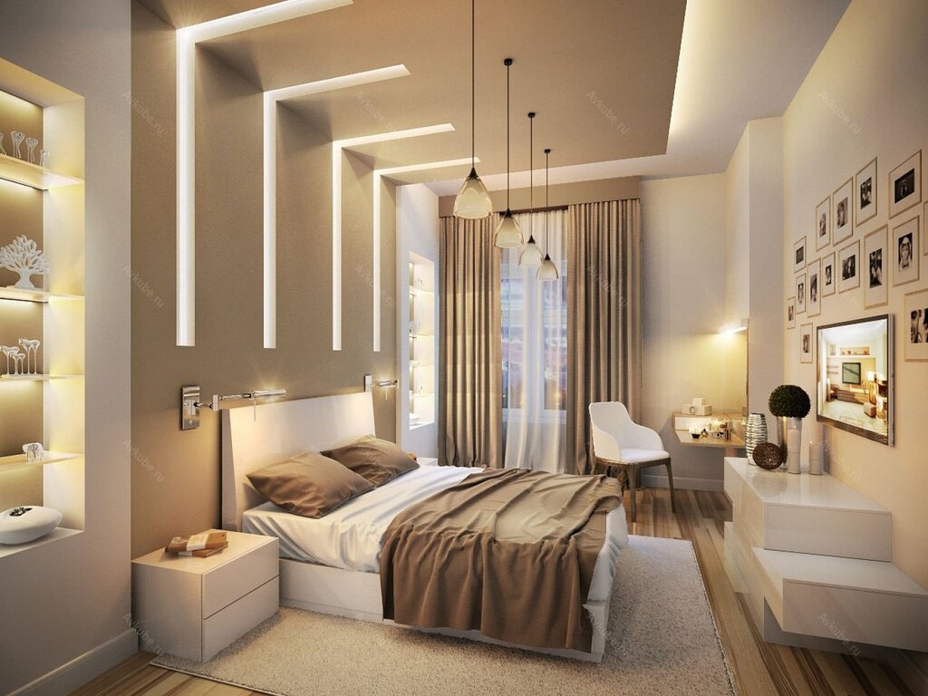 Built-in lights in the bedroom