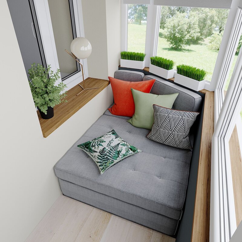 Built-in sofa on the balcony