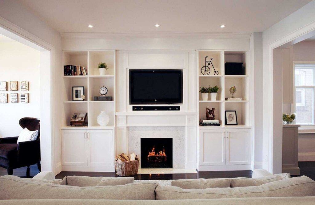 Built-in fireplace in the interior 44 фото