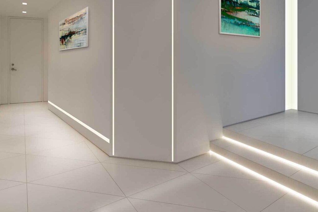 Built-in baseboard with lighting