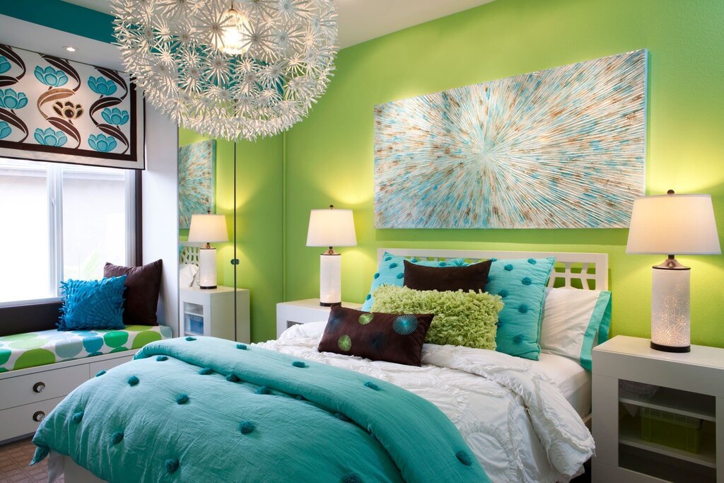 A bright bedroom in a modern style