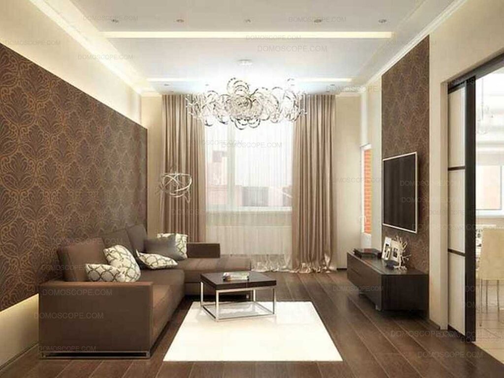 A hall in brown and beige tones