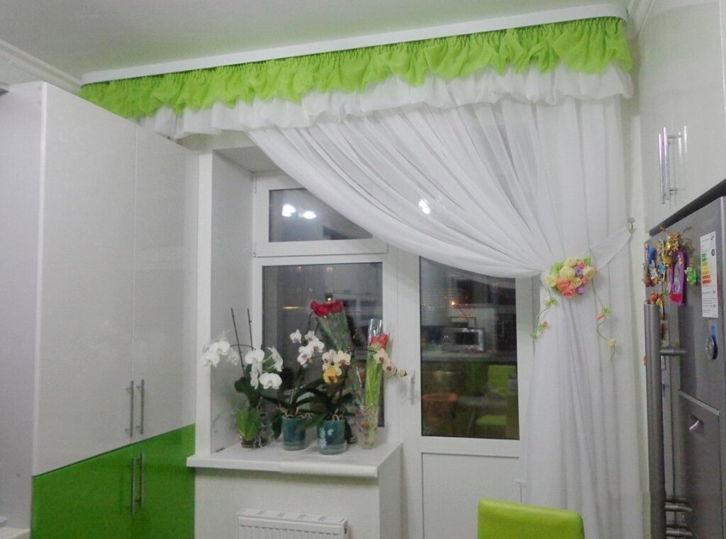 Curtains for the kitchen with a balcony