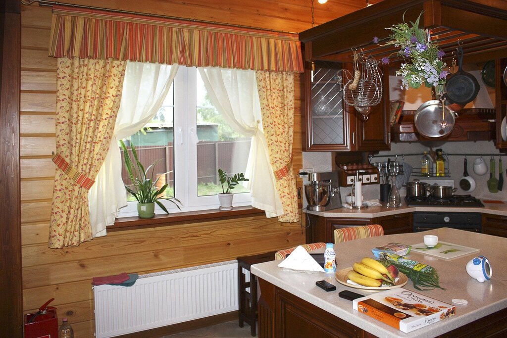 Curtains for the kitchen in a rustic style