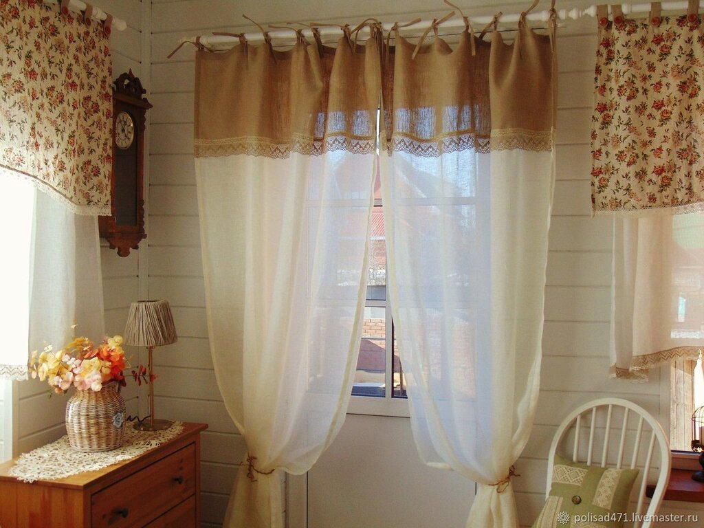 Curtains for windows in a rustic style