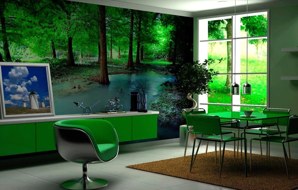 Green furniture in the interior