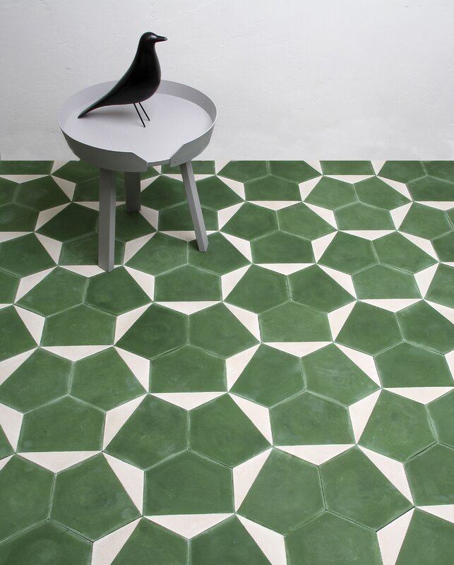 Green tile on the floor