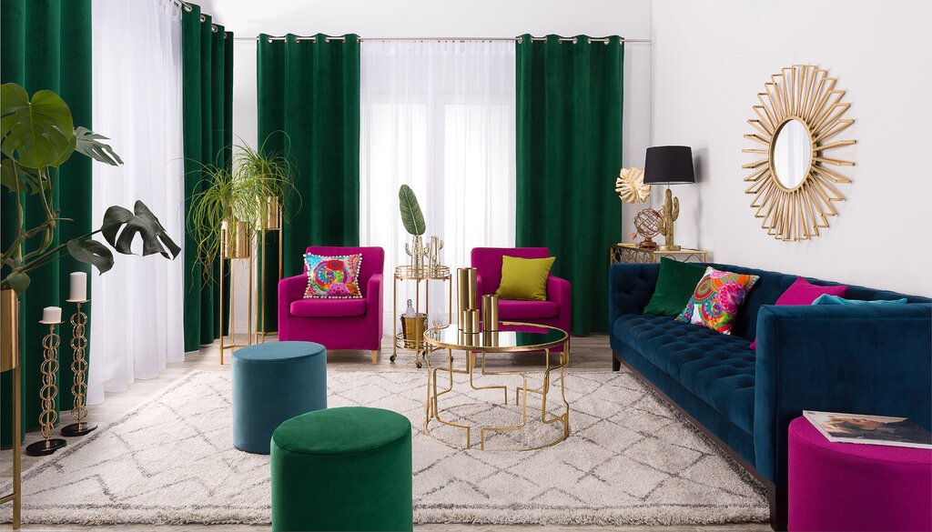 Green velvet curtains