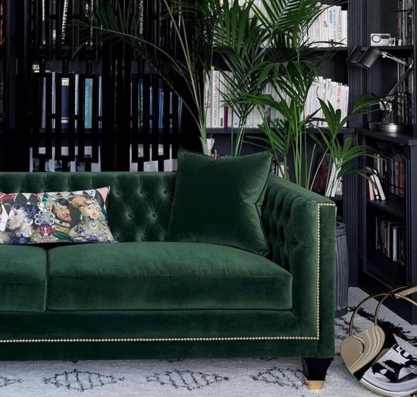 Green velvet sofa