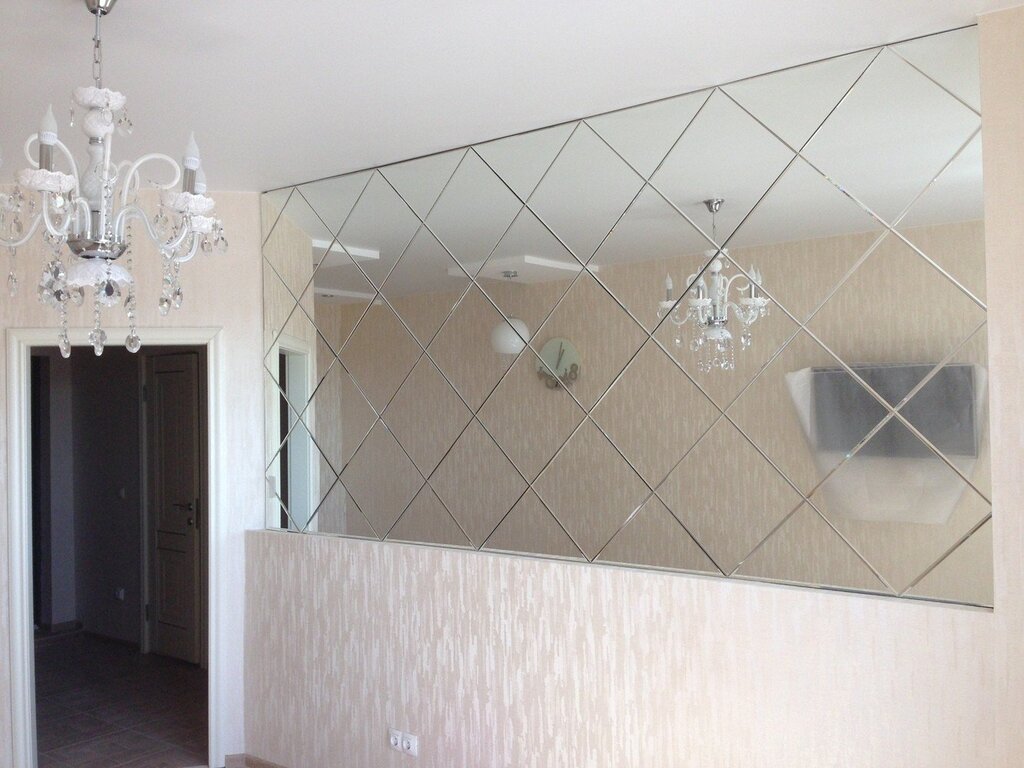 A mirrored panel for the wall with a beveled edge 31 фото