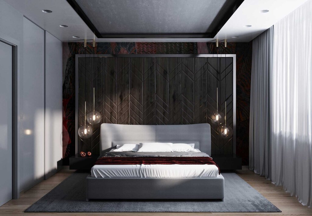 Mirror on the ceiling above the bed