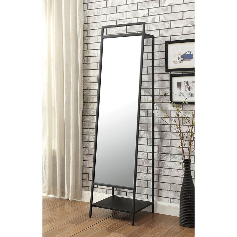 Floor mirror in a metal frame