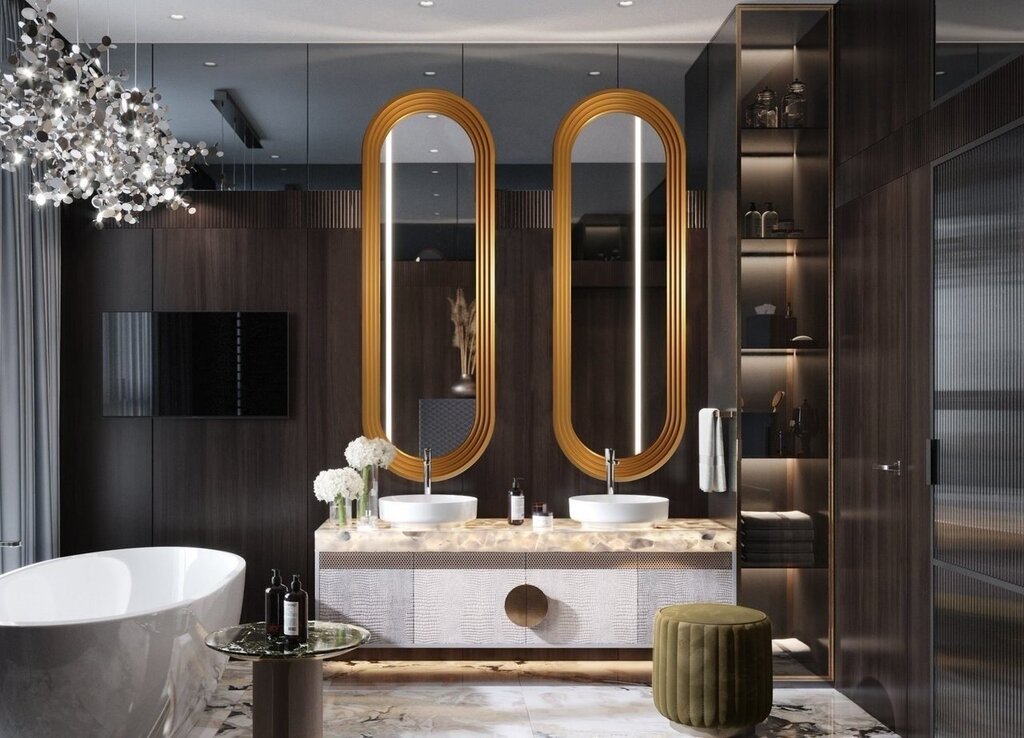 Irregular-shaped mirror for the bathroom