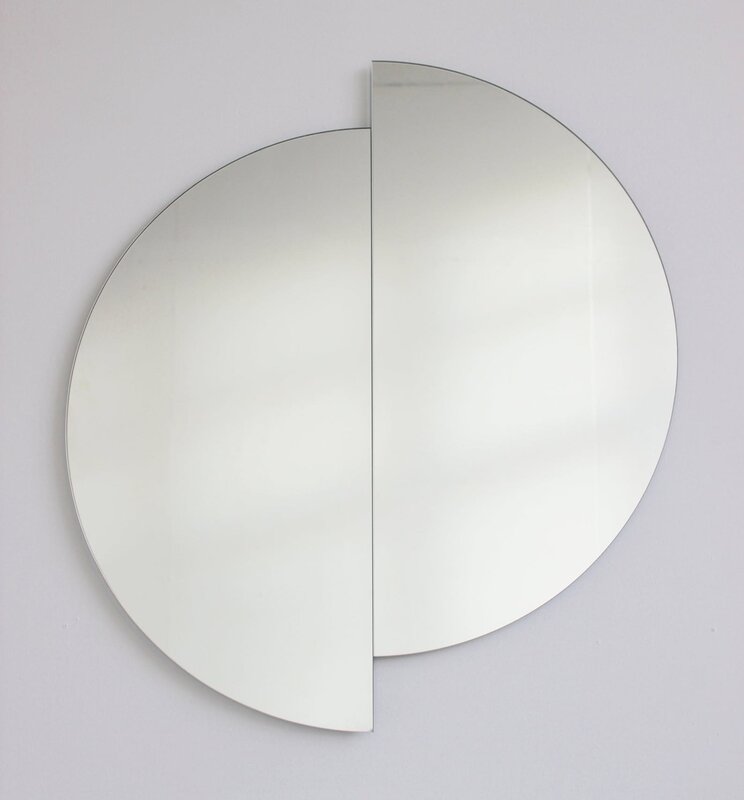 Semi-circular mirror with lighting