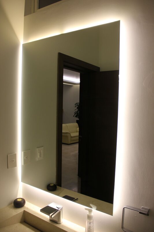 Mirror with lighting for the hallway