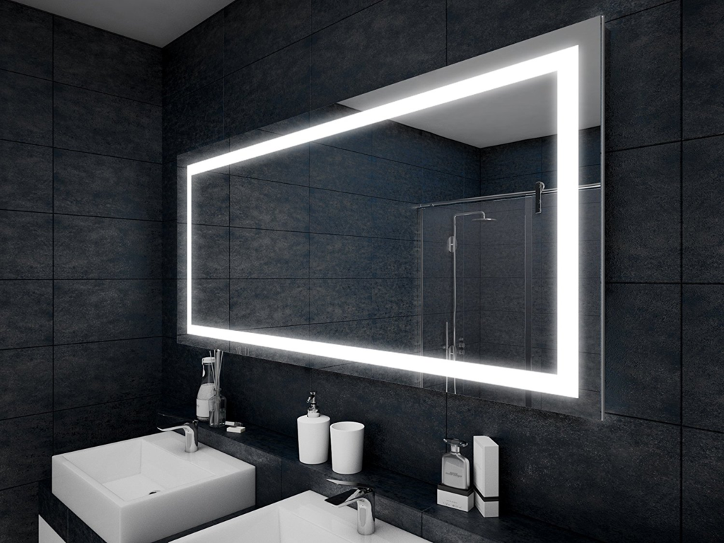 Mirror with lighting for the bathroom