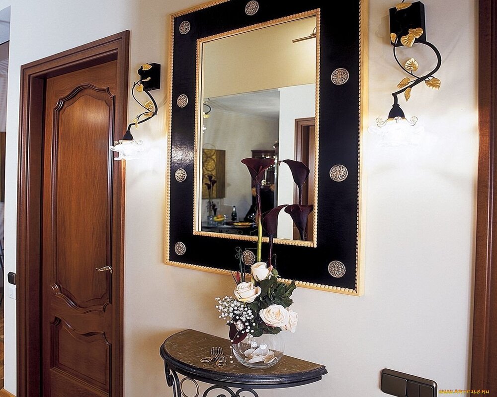 Wall mirror with a shelf for the hallway