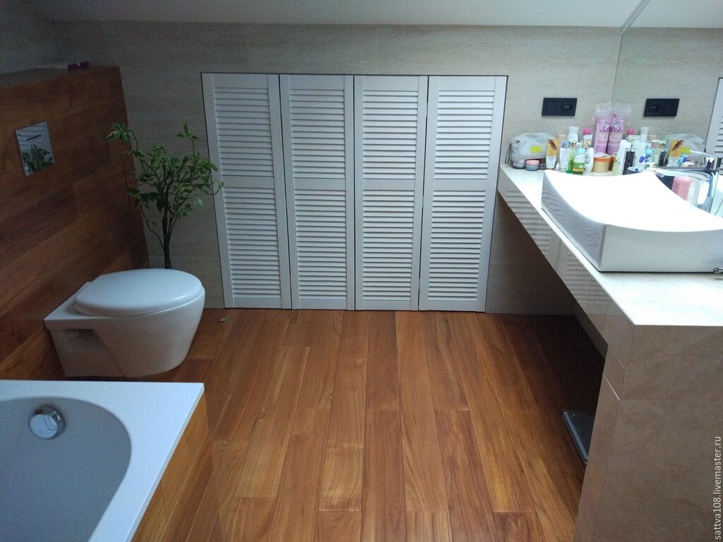 Louvered doors in the bathroom