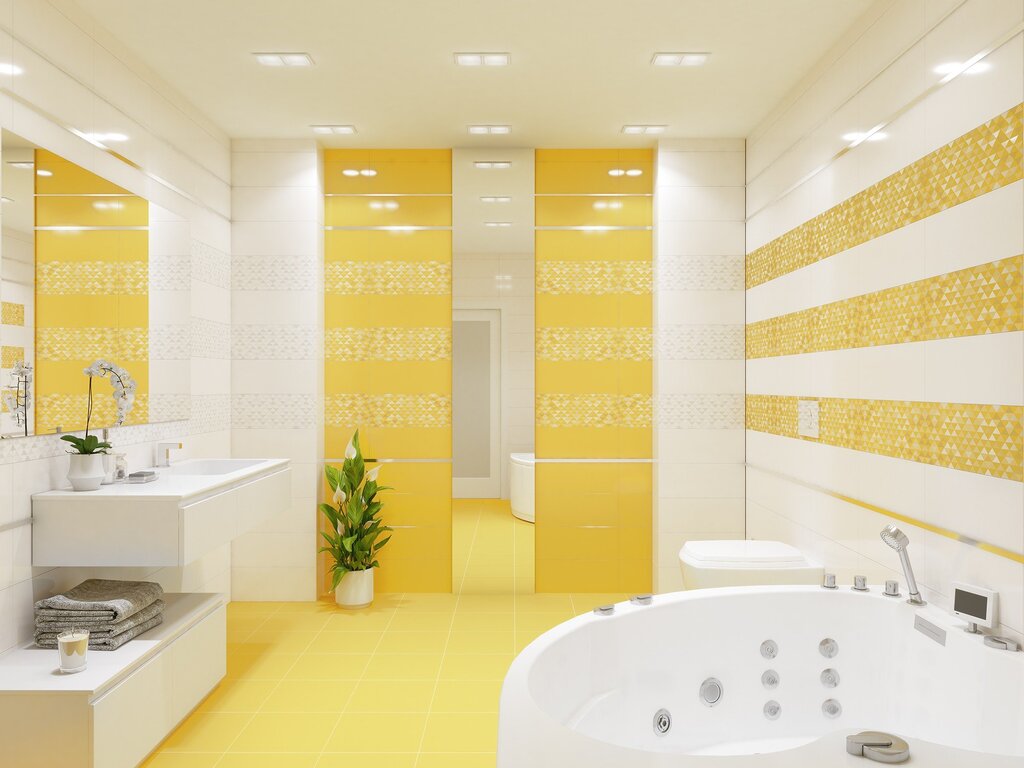 Yellow tile for the bathroom