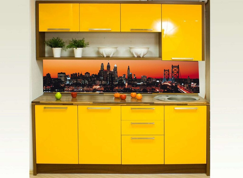 Yellow wall panel for the kitchen