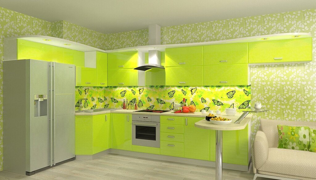 Yellow-green kitchen