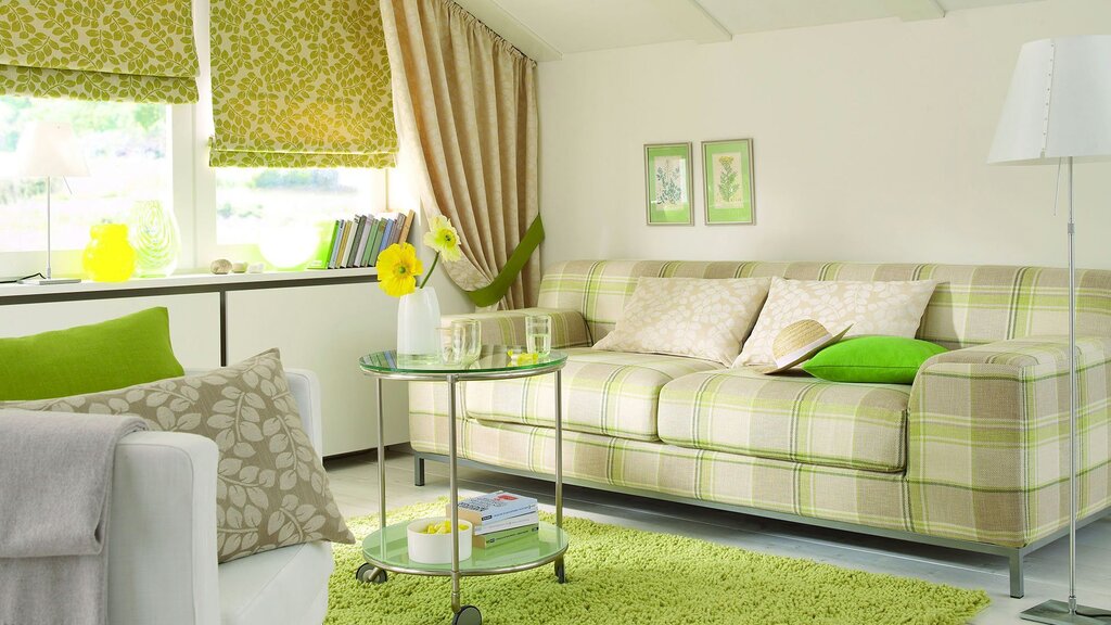 Yellow-green curtains