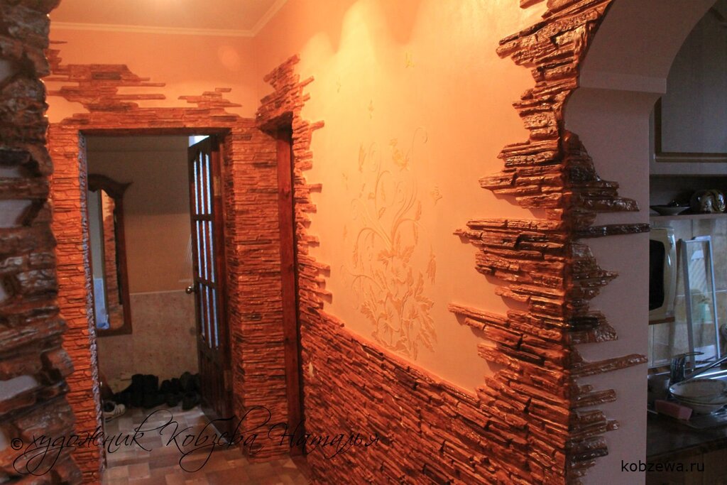 Liquid wallpaper and decorative stone