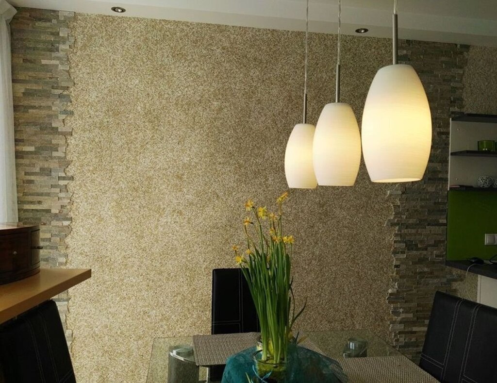 Liquid wallpaper in kitchen interior