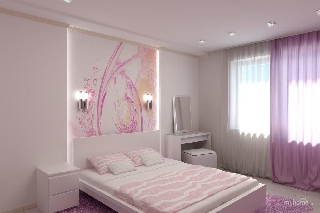 Liquid wallpaper in the bedroom interior