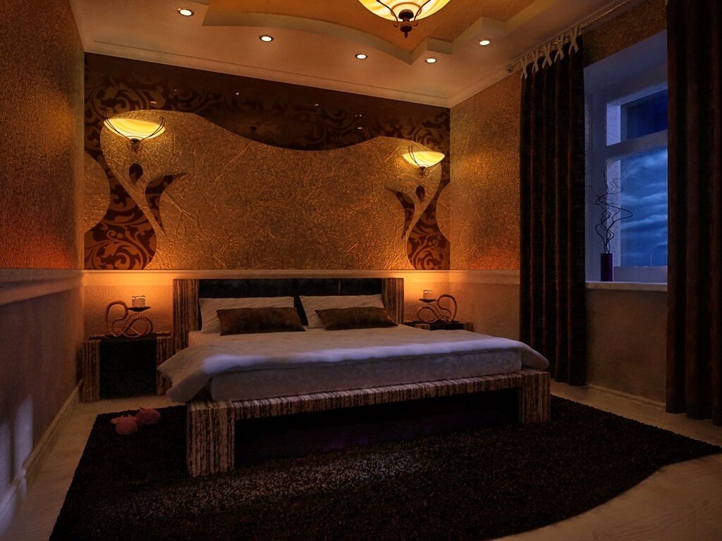 Liquid wallpaper in bedroom design