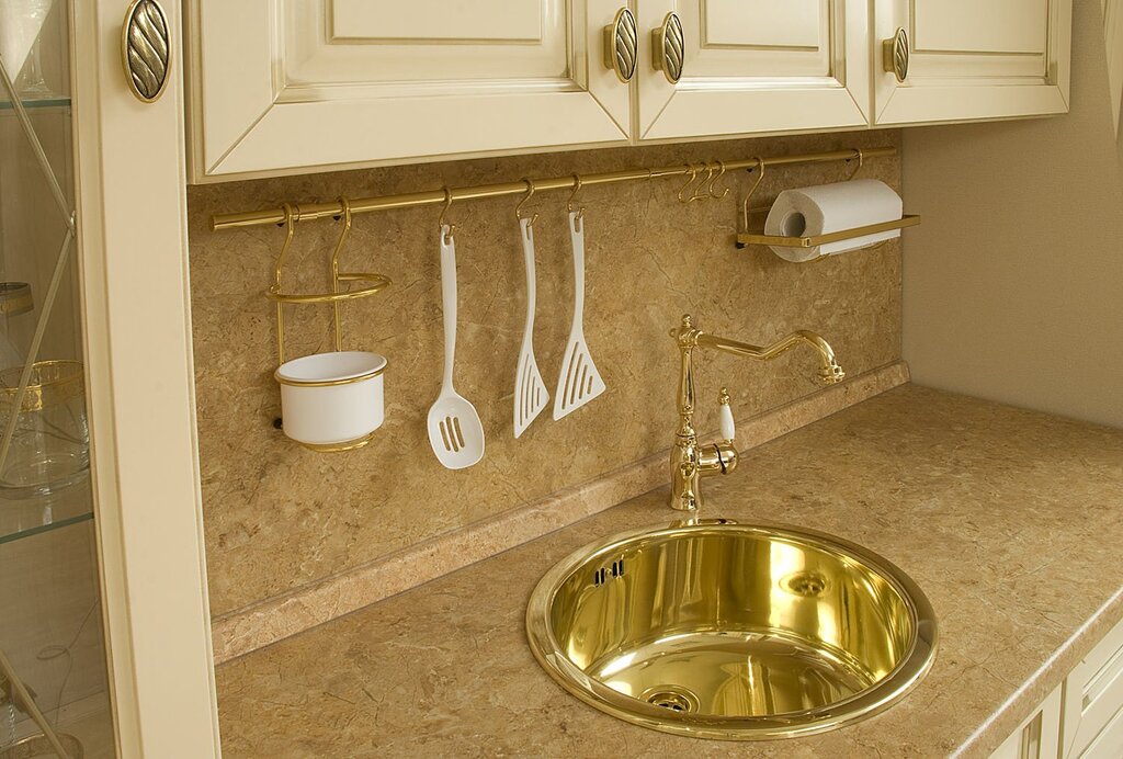 Golden sink in the interior